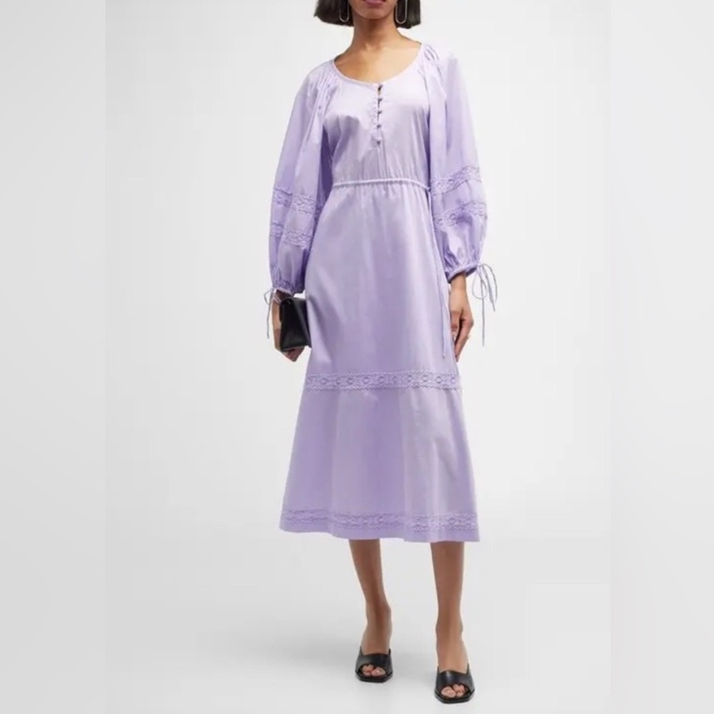 Purple Smocked Tiered Sundress with Bishop Sleeves